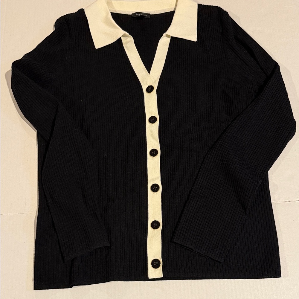 Talbots Black and Cream Cardigan Sweater